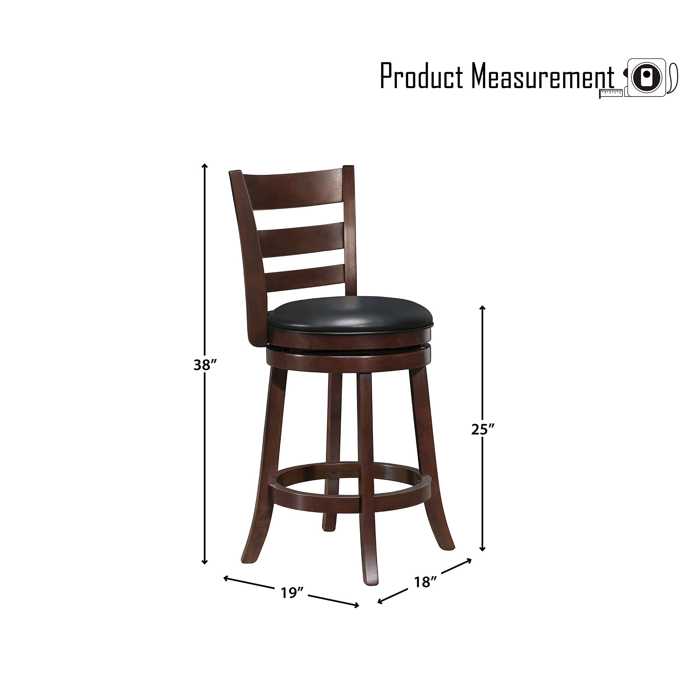 OakvillePark Odelia Ladder Back Swivel Barstool, Counter Height, Cherry