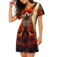 thumbnail image 2 of Gaeub Maple Leaf Meditating Fox Print Women's Short-Sleeved Nightdress,Loose Comfy Pajama Sleepwear,Summer Night-dresses for Women, 2 of 6