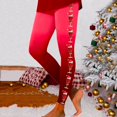 thumbnail image 4 of Gibobby Leggings gluteos deportivo Leggings para mujer Leggings de entrenamiento Pantalones de bloque de color con estampado navideño Leggings elásticos (Rojo, XL), 4 of 5