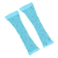 thumbnail image 4 of XMMSWDLA Rhinestone Fingerless Fishnet Gloves Long Crystal Glitter Fishnet Arm Sleeve 80s Mesh Gloves For Women Girls 1920s Accessories Mesh Gloves Light Blue, 4 of 5