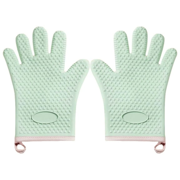 Heat Resistant Silicone Oven Mitts Non Slip Grip Microwave Safe Mitts for Safe Cooking 28cm Long Cream Color
