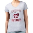 thumbnail image 4 of Women's G-III 4Her by Carl Banks Heather Gray Washington Nationals Super-Slim Fit Lightweight Team Logo Graphic V-Neck, 4 of 5