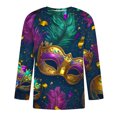 thumbnail image 2 of Jinhomg Mens Big and Tall Holiday T Shirts Fashion Mardi Gras Themed Graphic Tees Casual Loose 3/4 Sleeve Carnival Party Tops Funny Celebration T-Shirt Seasonal Sale Multicolor L, 2 of 4