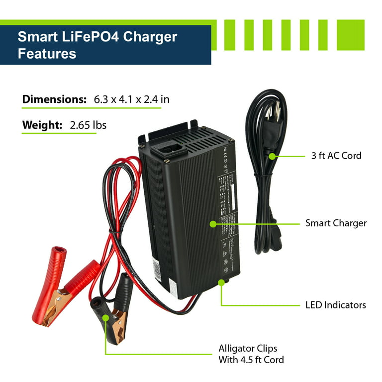 ExpertPower 12V 20A Smart Charger for Lithium LiFePO4 Deep Cycle Rechargeable Batteries, Men's, Size: One Size