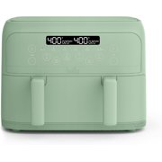 4 Qt TriZone Air Fryer, EverGood™ Ceramic Nonstick Coating, Dual Basket Design w Removable Divider, Digital Touchscreen Control w 6 Preset Cooking Options, 1200 Watt, 3lb Capacity, Seaglass