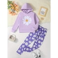thumbnail image 3 of Mikrdoo Kid Girls Outfits 8Y,9Y,10Y,11Y,12Y Girls Pants Set Daisy Print Long Sleeve Pullover Hoodies+Full Print Leggings 2Pcs Clothes Purple, 3 of 9
