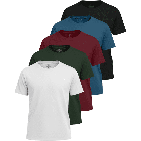 Real Essentials 5 Pack: Boys' Mesh Short Sleeve Athletic T-Shirt - Youth Kids Teens Active Basketball Tops (4-18 Years)