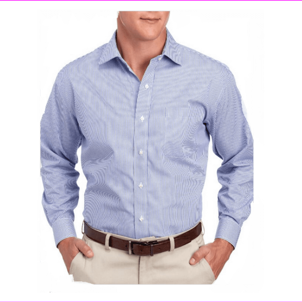 Magna Click Classic Fit Dress Shirt with Magnetic Closure, Blue Stripe ...