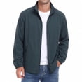 thumbnail image 2 of Sevevn Men Windbreaker Jacket Full Zip Up Stand Collar Regular Fit Lightweight Smooth Fabric Side Zip Pockets Elastic Cuffs And Hem For Daily Casual Travel Wear, 2 of 6
