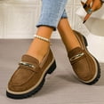 thumbnail image 6 of Khaki Women'S Casual Mid-Heel Loafers Frosted Round Toe Side Zipper Thick Heel Thick Sole Outdoor Indoor Comfortable, 6 of 9