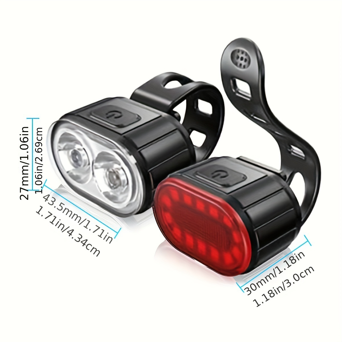 Mapskey LED Bicycle Light Set USB Rechargeable Headlight Taillight photo 2