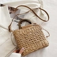 thumbnail image 3 of Women Straw Woven Tote Handmade Purse Casual Bags Top Handle Satchel Drawstring Khaki, 3 of 7