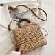 thumbnail image 3 of Bolso de mano informal de paja tejida con cordón, bolso de mano informal, bolso de mano de paja retro para Caqui, 3 of 7