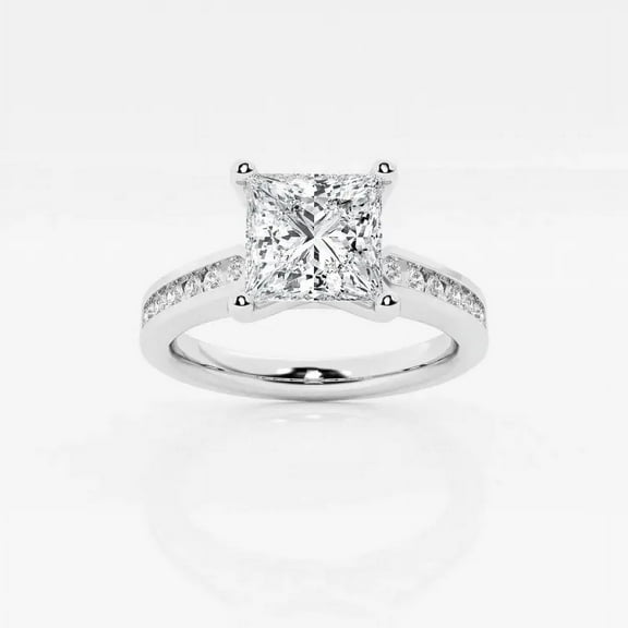 Cloud Jewelry Stunning 1.9 Ct Princess Cut Moissanite Ring - Engagement Wedding Ring - 14K White Gold Plated - Perfect Gift for Anniversaries and Special Celebrations for Women