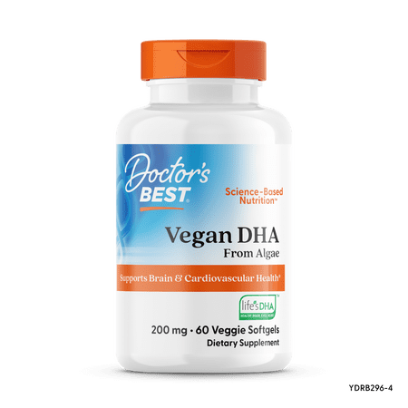 Doctor's Best Vegan DHA from Algae with Life's DHA™ , 200 mg, 60 Veggie Softgels