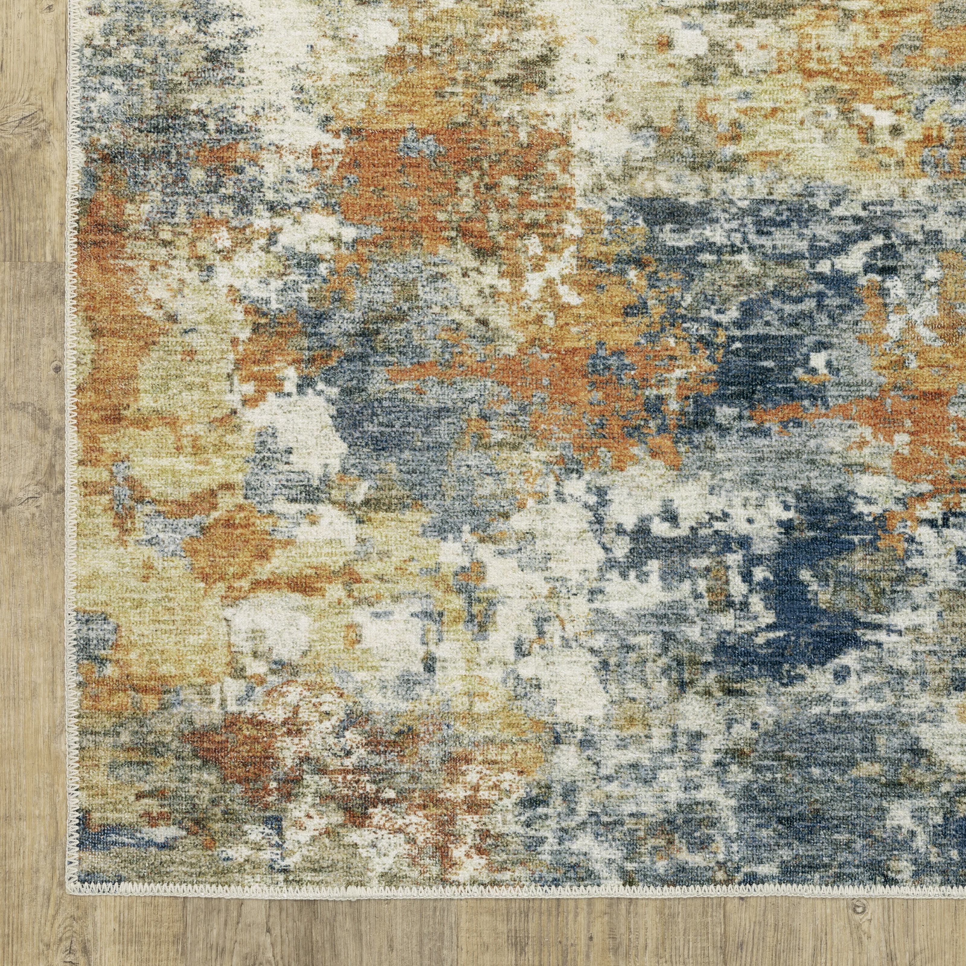 Avalon Home Marlowe Washable Contemporary Abstract Orange/ Blue Indoor Area Rug