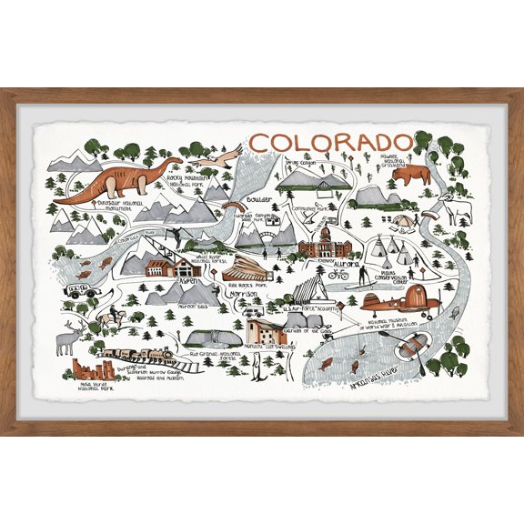 Marmont Hill Colorado Map Destinations IV Framed Wall Art, 16" x 24"