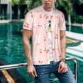 thumbnail image 6 of Zufioo Rabbit And Cherry Print Men's Baseball Short Sleeve, Moisture Wicking Button-Down Hip Hop Tee-Medium, 6 of 7