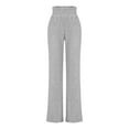 thumbnail image 3 of Enjoytime Women's Pants Solid Color Elastic Waist Wide Leg Pajama Pants Knit Comfy Casual Loose Lounge Trousers Gray M, 3 of 7