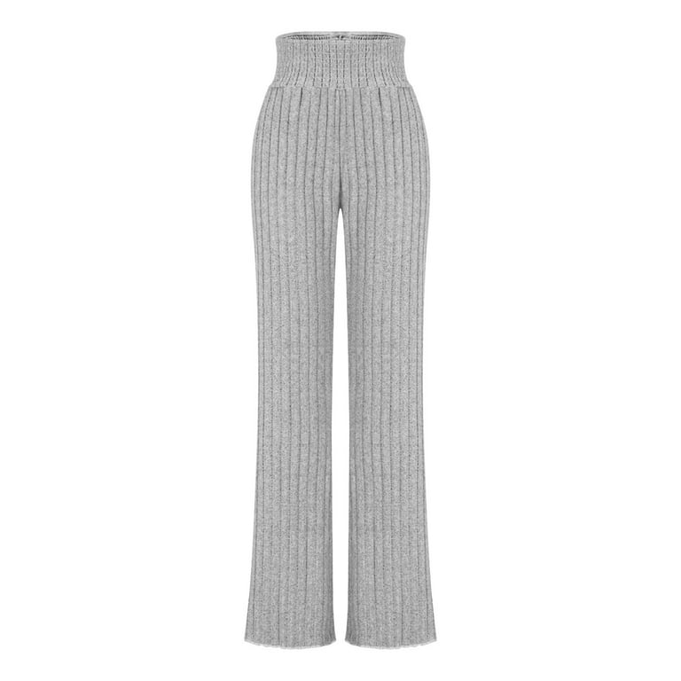 aohooy Women's Bootcut Yoga Pants，Ribbed Knit Lounge Pajama Pants