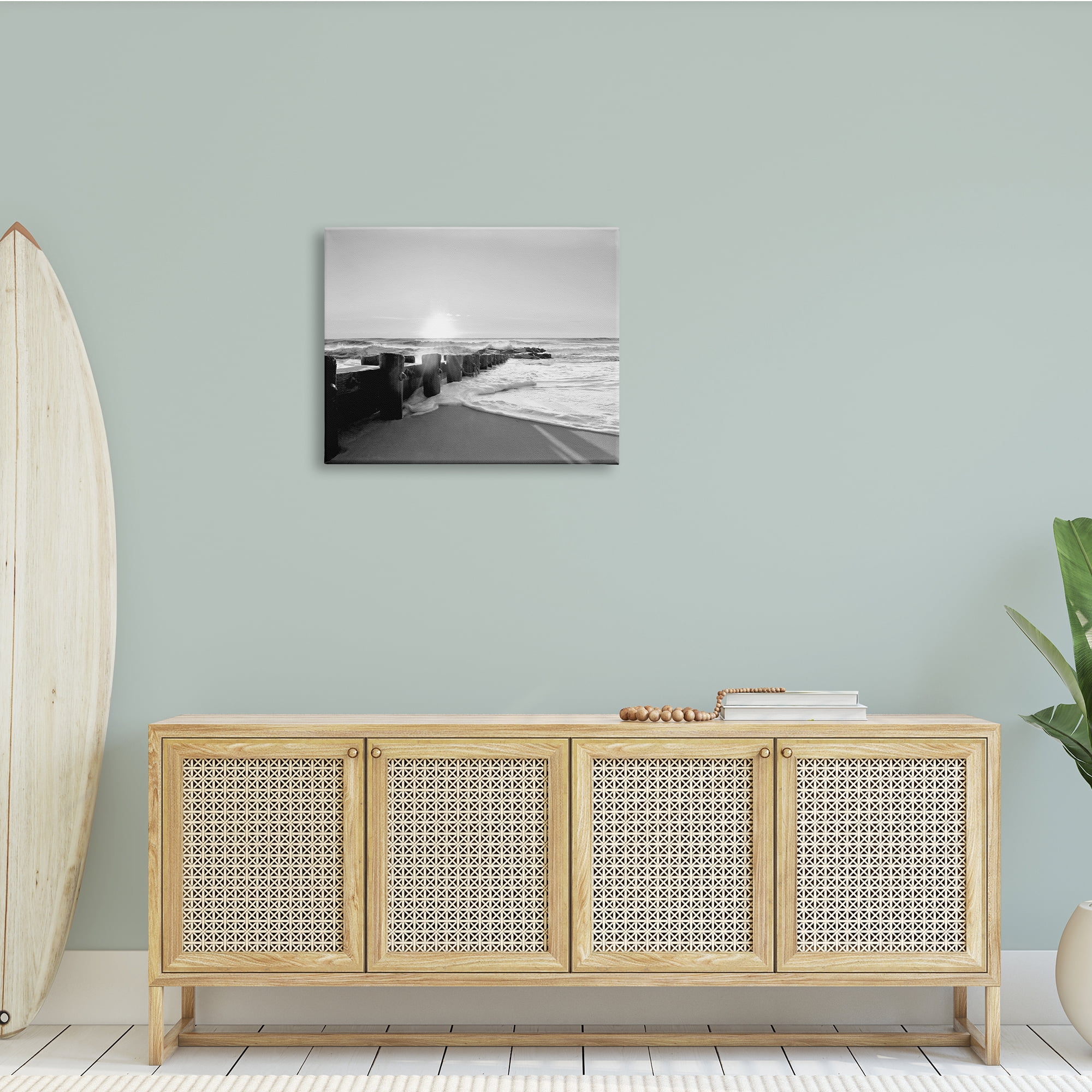 Stupell Indtries Beach Tide Sea Foam Landscape Black White Photography,30 x 24,Design by Natalie Carpentieri