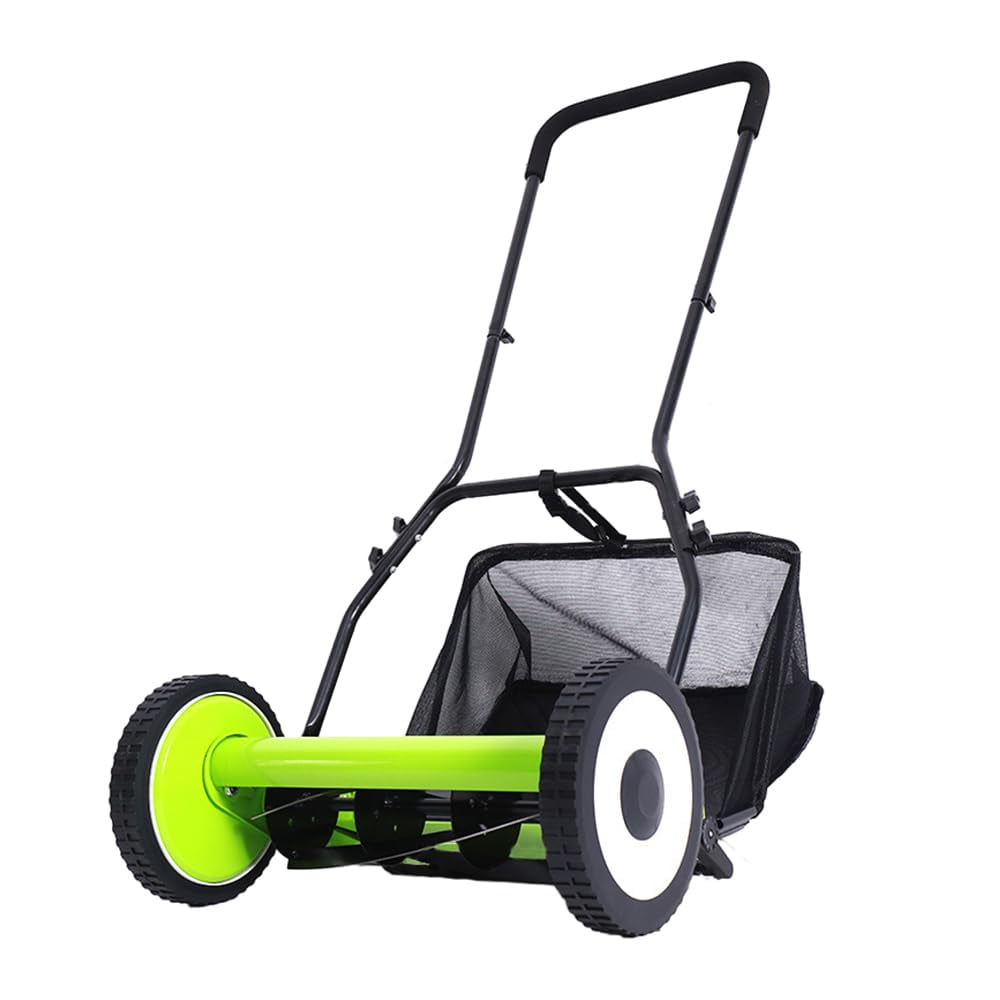 iMeshbean 16Inch 5Blade Manual Reel Lawn Mower, 2 Wheels Adjustable