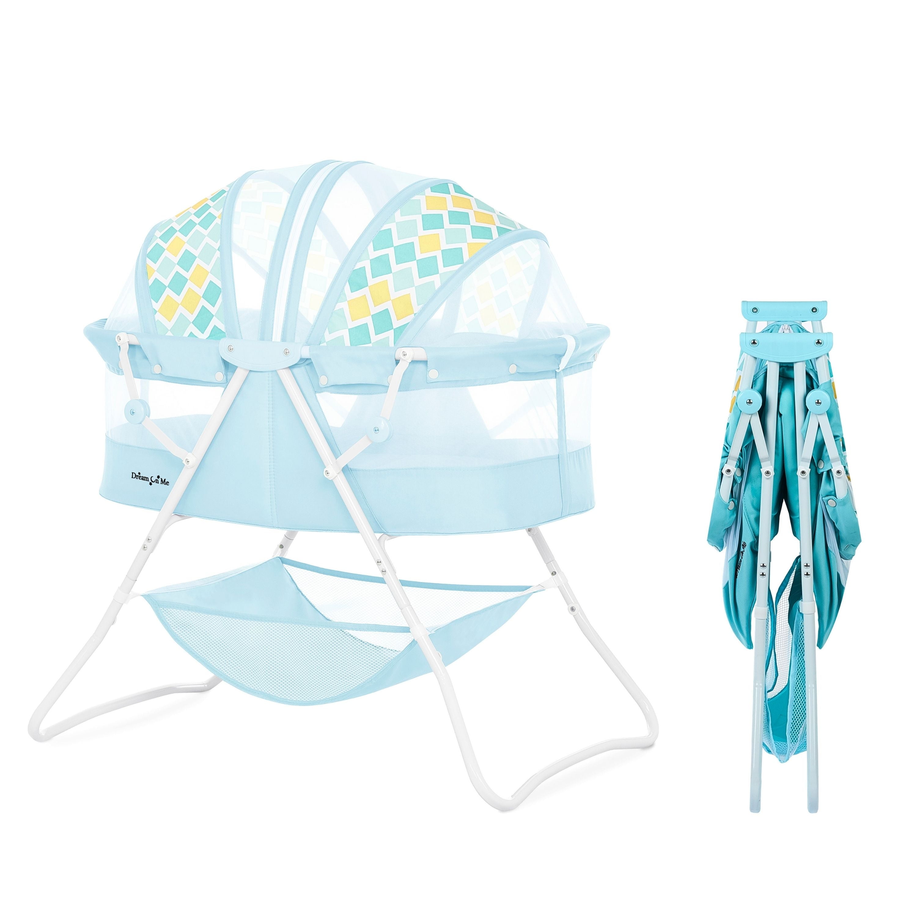 Dream On Me Karley Bassinet in Aqua Quick Fold and Easy to Carry