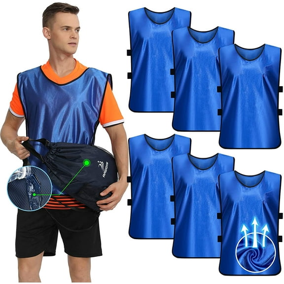 6 Pack Pinnies Scrimmage Vests Jersey For Soccer Basketball Hockey Adult