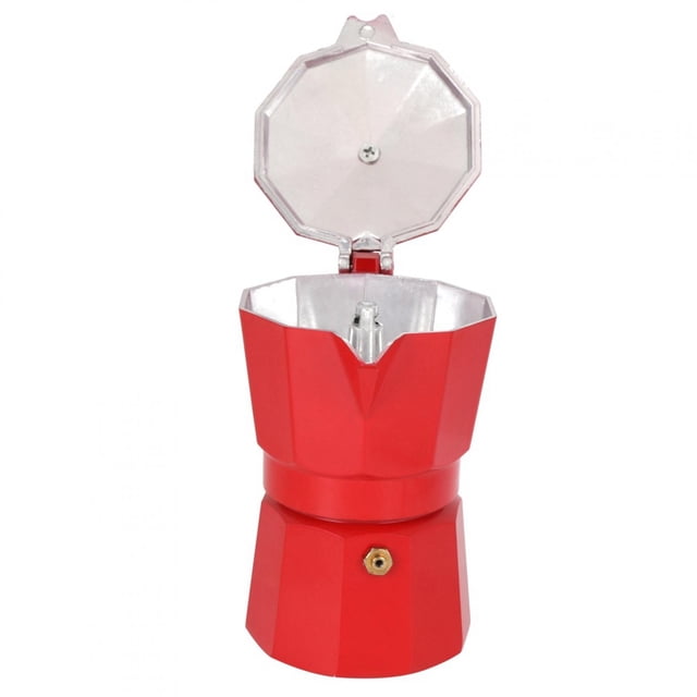 Cafetière à Expresso 300ML, Cafetière à Expresso en Aluminium, Cuisinière à Gaz Démontable pour Bureau Maison Rouge
