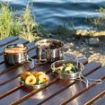 thumbnail image 1 of LJNYFDC Food Grade Stainless Steel Cookware 1 Set Stackable Stainless Steel Camping Cookware Set Cooking Pot Frying Pan Plate Four piece Set Food Grade for 1 3 People, 1 of 5