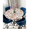 thumbnail image 5 of Orange Botanical Table Cloth, Round Fitted Tablecloths with Elastic Edge, Fall Floral Vintage Pastoral Wipeable Waterproof Table Cover for Kitchen Wedding 36-44 Inches, 5 of 6