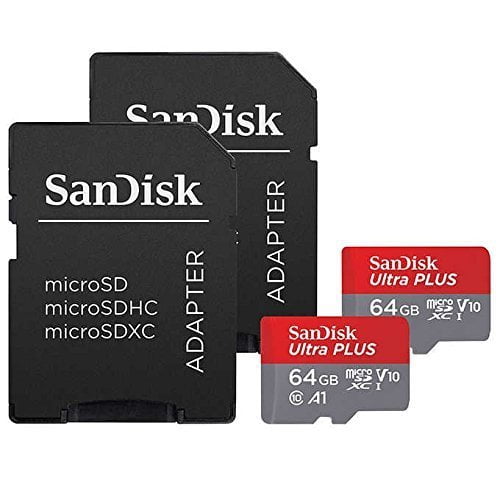 Sandisk Ultra Plus 64gb Microsdxc Uhs I Card With Sd Adapter Grey Red Full Hd Up To 100 Mb S For Android Phone Tables And Camera 2 Pack Of 64 Gb Micro Sd Card