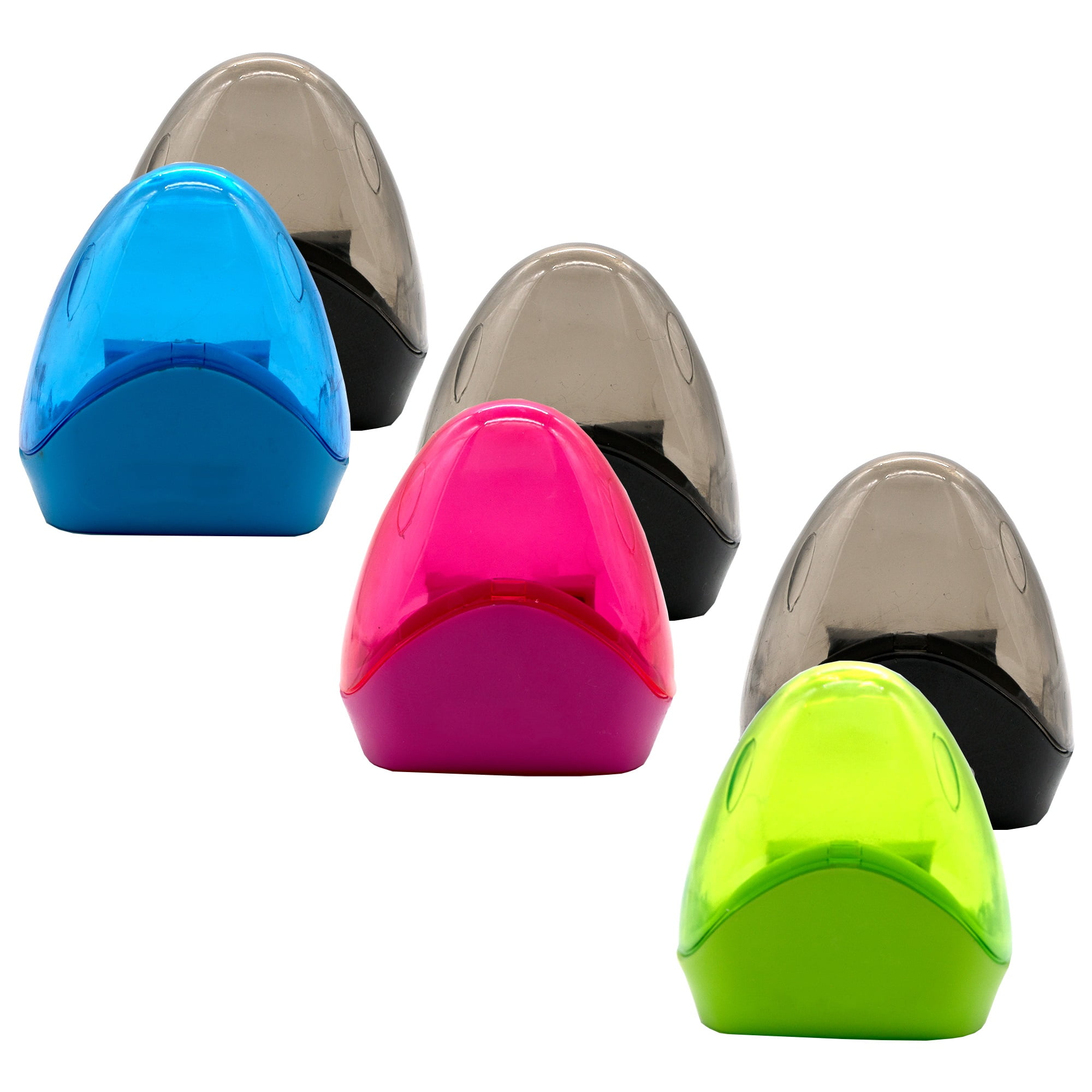 Emraw Dual Hole Manual Pencil Sharpener with Triangle Receptacle to Catch Shavings for Regular & Oversize Pencils/Crayons in Brightly Colored Plastic - Great for School, Home & Office (6 Pack)