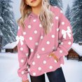 thumbnail image 3 of Girl Oversized Hoodie Shirts Bow Print Pullover Tops Casual Long Sleeve Hooded Sweatshirts Trendy Preppy Clothes New Cute Hoodies Sweatshirts for Girls Pinky 120, 3 of 5