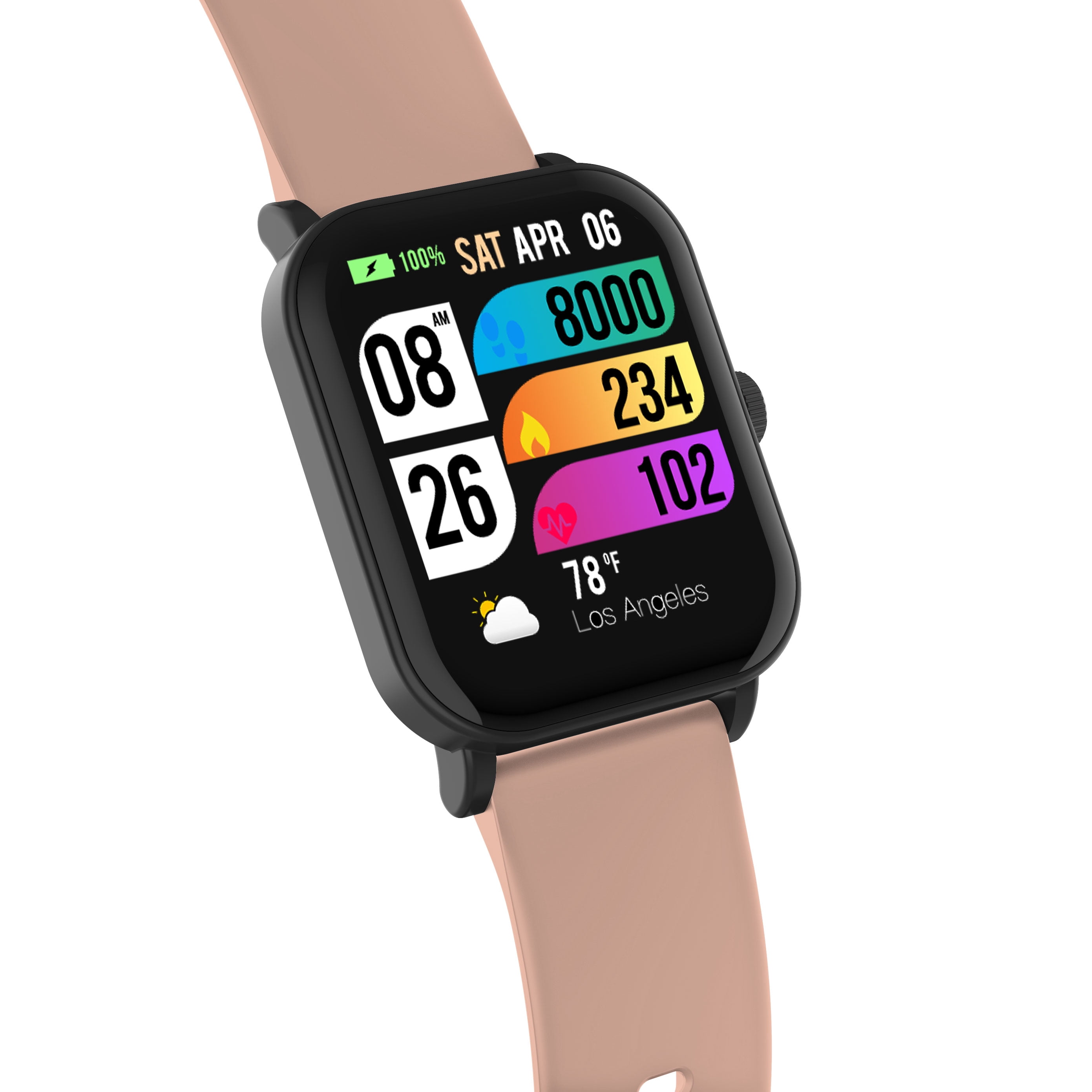 3Plus Vibe Plus 2 Smart Watch - Rose Gold Band (Unisex, for Adults, Children, Teens, and Seniors)