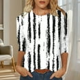 thumbnail image 2 of Jsaierl Tops for Women 3/4 Sleeve Plus Size Crew Neck Shirts Boho Print Petite Blouses Soft Holiday Tunic Top S-3XL, 2 of 9