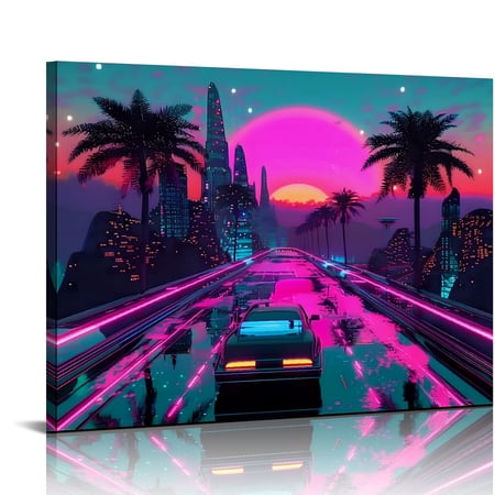 Palnkart Retrofuturism Fine Art Aesthetic Poster & Print Wall Painting for Home Decor 20x16in