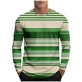 thumbnail image 2 of Fengqque Men's Striped T Shirts Raglan Long Sleeve Crew Neck Color Block Tee Casual Basic Blouse Tops Green XL(XL), 2 of 5