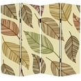 thumbnail image 3 of 3 Panel Canvas Made Foldable Screen with Leaf Print in Multicolor, 3 of 5