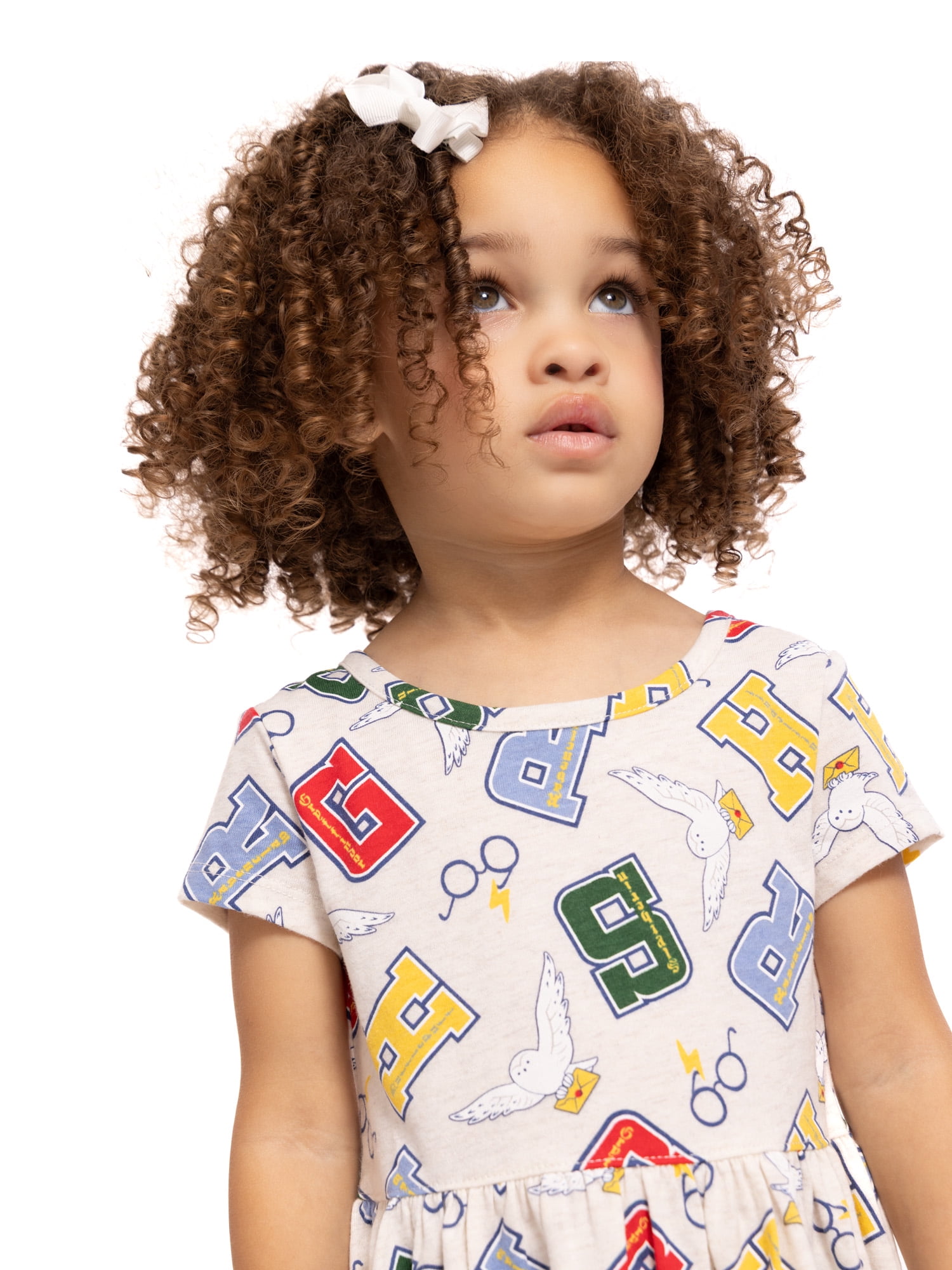 Harry Potter Toddler Girl Allover Print Dress with Short Sleeves, Sizes 12M-5T
