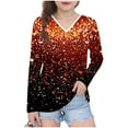 thumbnail image 2 of YUNAFFT Girls V-Neck Top Long Sleeve Star Gradient Print Pullover Trendy Celestial Design, 2 of 8