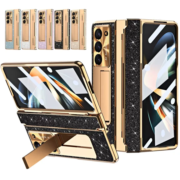 Glitter Plating Hinge Case Screen Protect For Samsung Galaxy Z Fold 6 5 4 3 5G