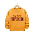 thumbnail image 4 of Weebloom Thanksgiving Crew Neck Sweatshirts Kids Pumpkin Pullover Fall Winter Tops Boy Girl Holiday Sweatshirts Yellow, 4 of 4