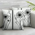 thumbnail image 3 of Orinice  Black and White Throw Pillow Cushion Cover, Meadow Flowers with Abstract Dandelions in Countryside Artwork, Decorative Square Accent Pillow Case,  White, 3 of 5