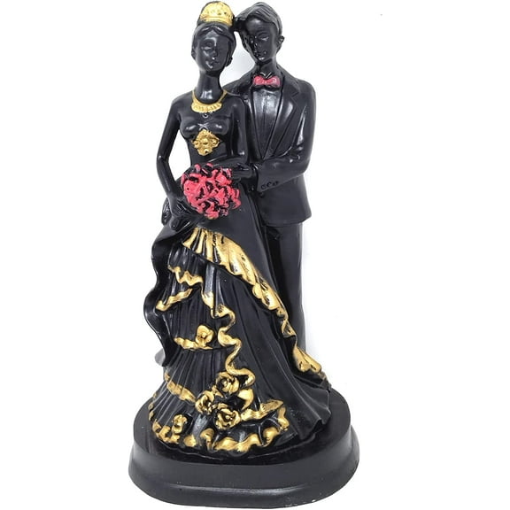 Petrichor 22 cm Love Couple Standing for Home Decorations and Gifts (Height: 22 cm, Colour: Black)