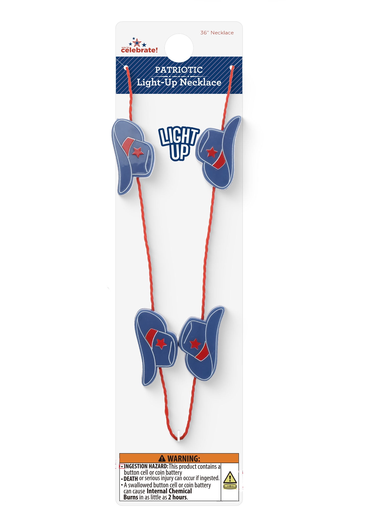 Way to Celebrate Americana Western Hat Light-Up Necklace