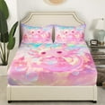 thumbnail image 3 of Axolotl Bedding Set Queen Size Kawaiii Salamander Cute Fitted Sheet Pink Dreamy Castle Nebula Bed Sheets Ocean Animals Cute Sheets Bedroom Decor（No Top Sheet）, 3 of 5