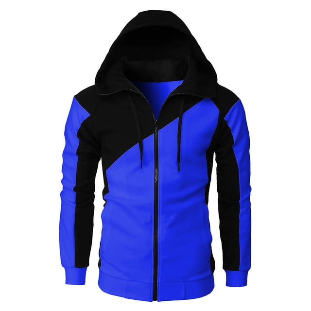 LUOGENLI Chandails à Capuche pour Hommes Graphiques Course Chandail à Capuche Décontracté à Fermeture Éclair pour Hommes à Empiècements Grande Taille Chandail Veste Chandails à Capuche pour Hommes Graphiques à Fermeture Éclair Bleu Taille TG