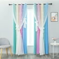 thumbnail image 2 of DONGPAI Blackout Stars Curtains for Kids Girls Bedroom Double Layers Star Cut Out Rainbow Curtains Home Window Decoration Curtain, 51" x 63", 1 Panel, 2 of 10