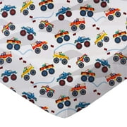 SheetWorld Fitted 100% Cotton Percale Play Yard Sheet Fits BabyBjorn Travel Crib Light 24 x 42, Monster Trucks